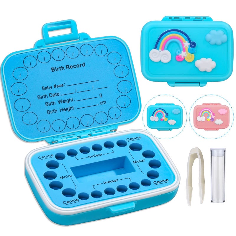 Caffox Tooth Holders for Kids Keepsake  Baby Teeth Keepsake Box  Tooth Saver  Tooth Container for Lost Teeth  Teeth Storage Holder for Tooth Fairy (Blue) - Image 1
